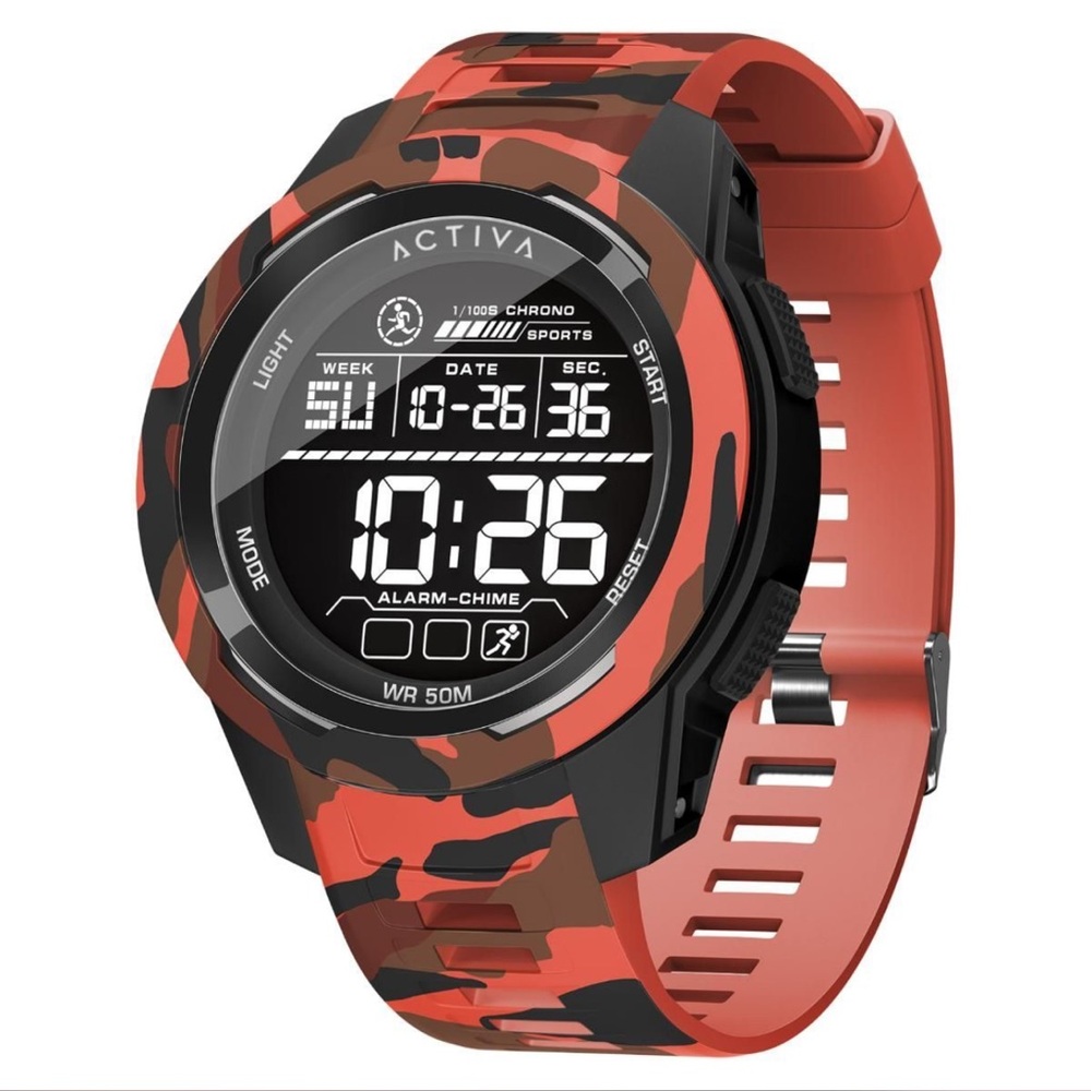 Ativa Red and Black Camo Digital Sports Watch